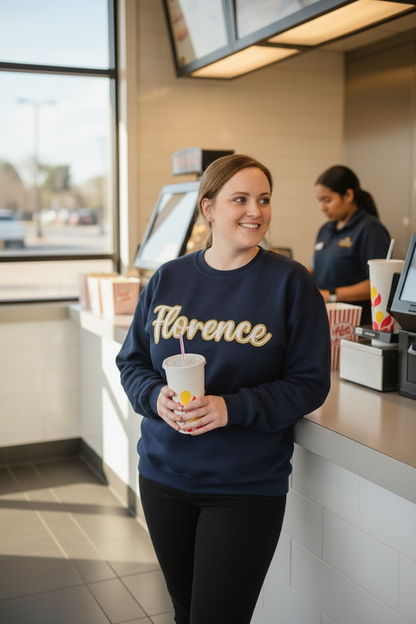 Sparkler Florence Script Crewneck - lifestyle photo | Bleacher Babe