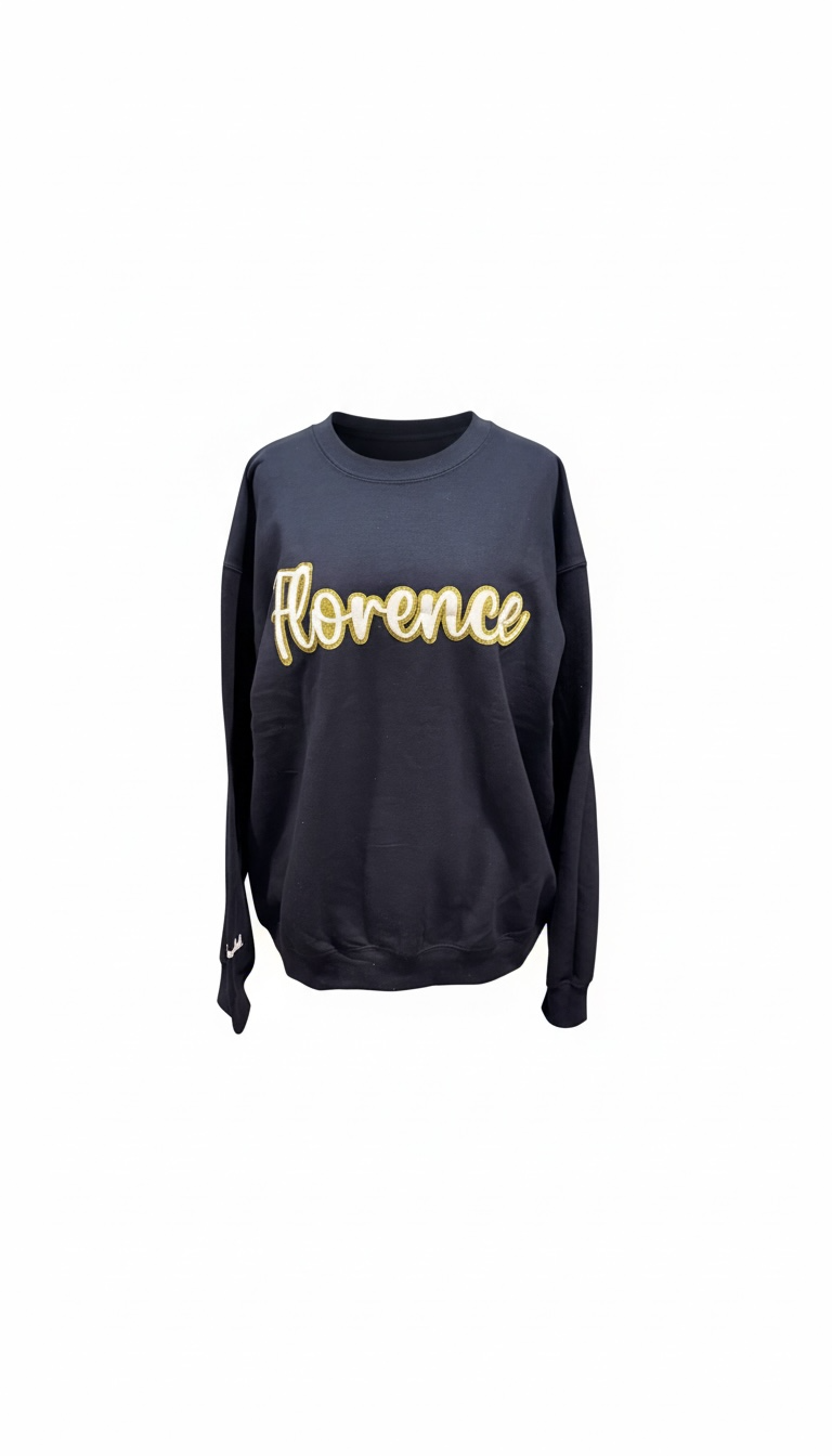 Sparkler Florence Script Crewneck - front view | Bleacher Babe