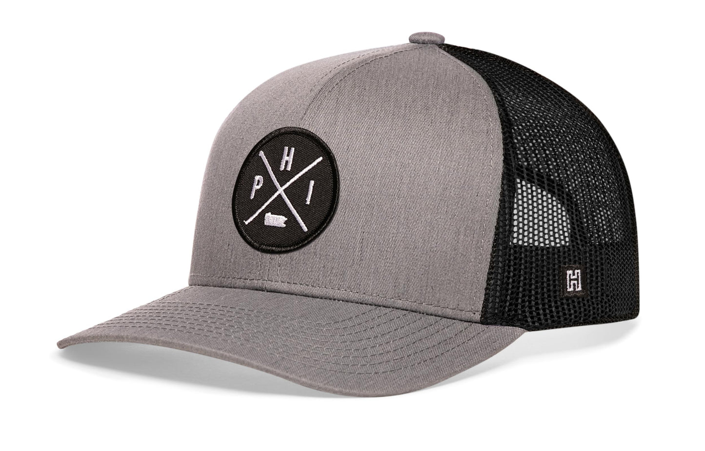 PHI Philadelphia Trucker Hat — Gray and Black Colorway