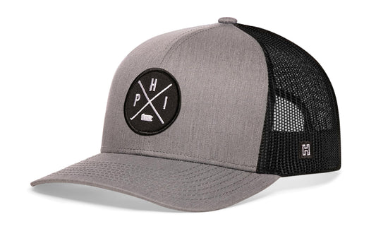 PHI Philadelphia Trucker Hat — Gray and Black Colorway