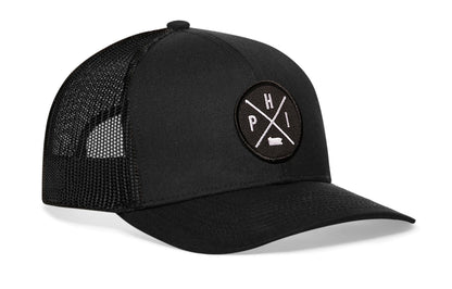 PHI X Snapback — Black Philadelphia Trucker Hat