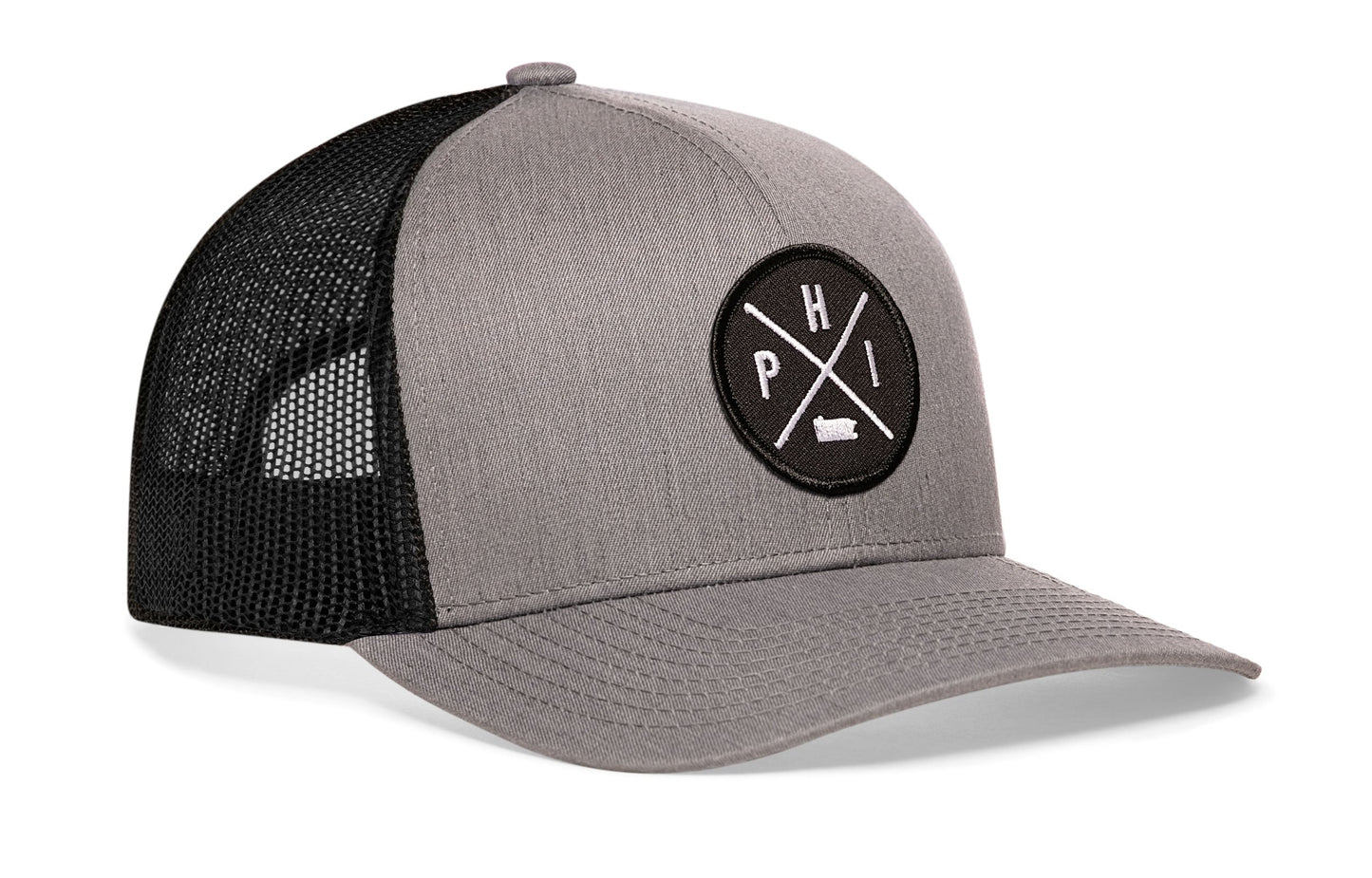 PHI Philadelphia Trucker Hat — Gray and Black Colorway