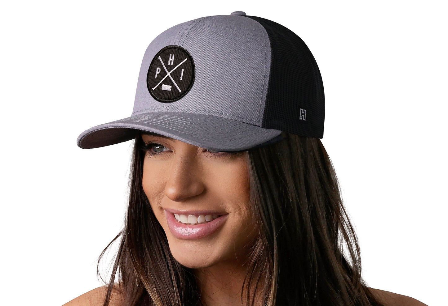PHI Philadelphia Trucker Hat — Gray and Black Colorway