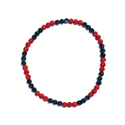 Red Slugger Iced Out Baseball Bead Necklace | Black & Red