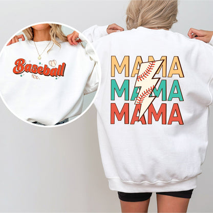 Baseball Mama Graphic Crewneck Sweatshirt — Cozy Baseball Mom Pullover