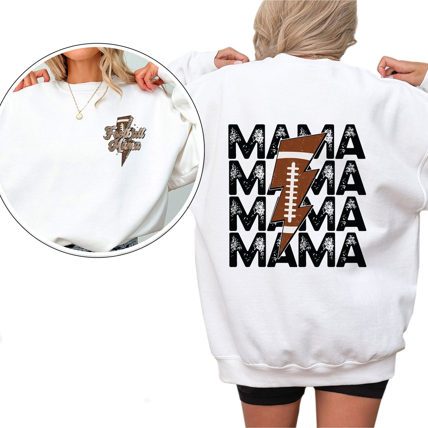Football Mama Crewneck Sweatshirt — Classic Sports Mom Pullover