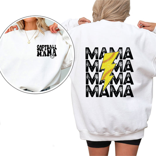 Softball Mama Crewneck Sweatshirt — Sports Mom Fan Pullover