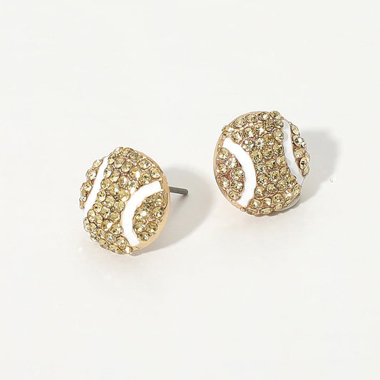 Rhinestone Pave Baseball Stud Earrings -- Gameday Glam