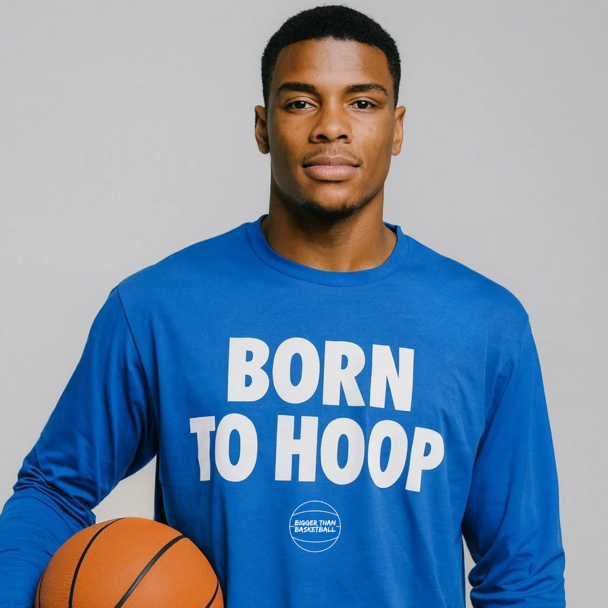 Born To Hoop -- Long Sleeve Basketball Tee | Blue