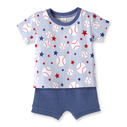 Grand Slam Baseball Bamboo Tee and Cotton Shorts Set for Boys