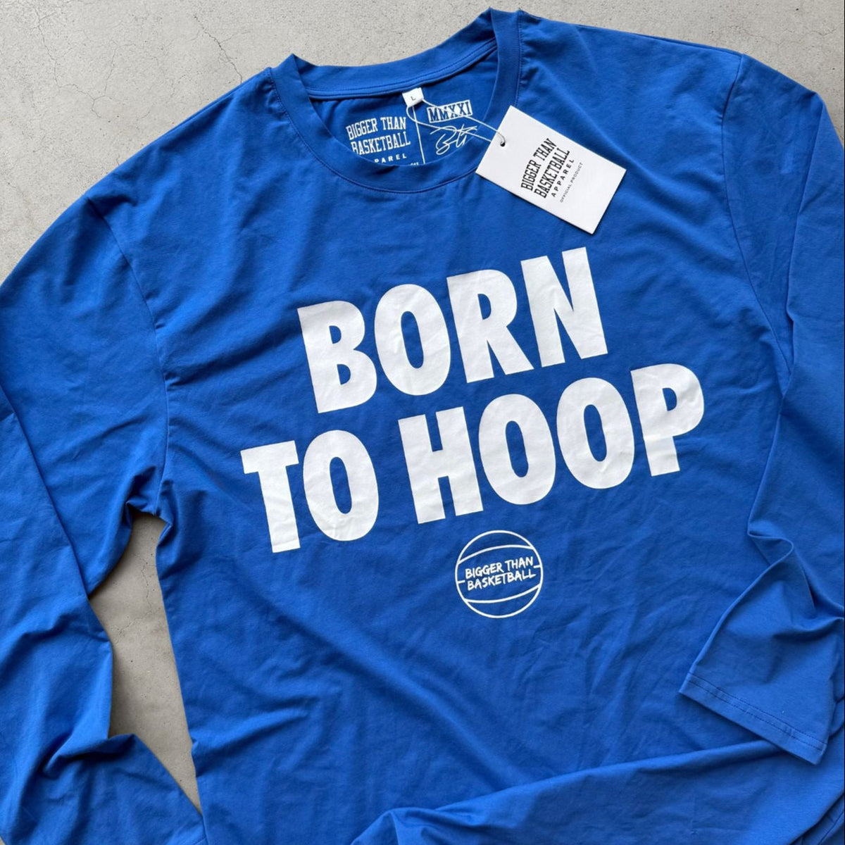 Born To Hoop -- Long Sleeve Basketball Tee | Blue