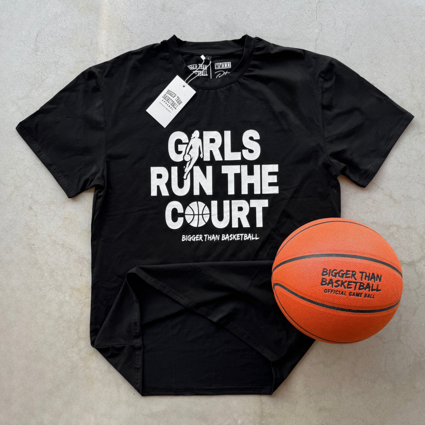 Girls Run The Court -- Basketball Tee | Black