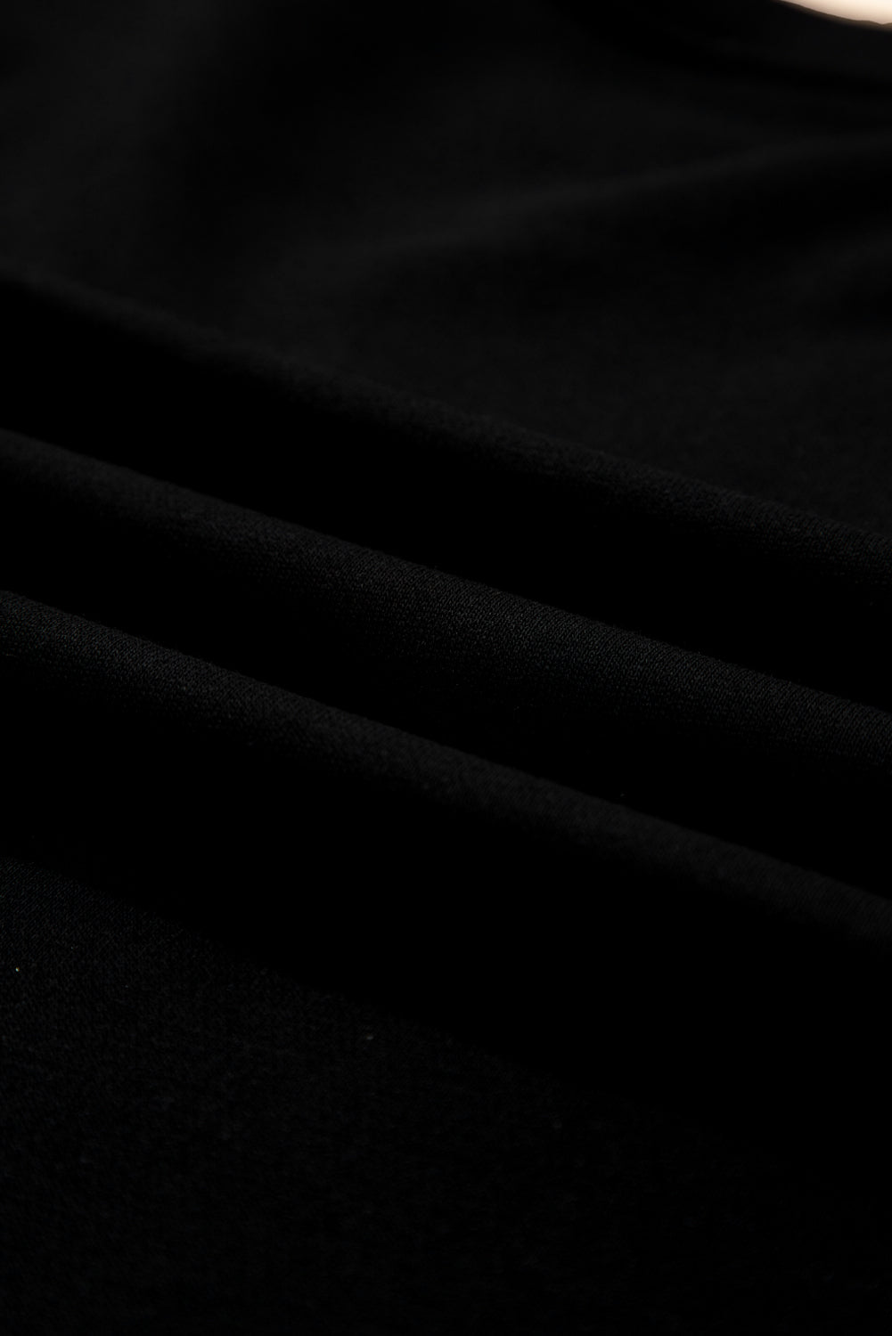 Classy Until Kickoff -- Plush Letter Patch Loose Sweatshirt in Black