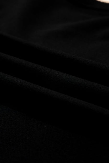 Classy Until Kickoff -- Plush Letter Patch Loose Sweatshirt in Black