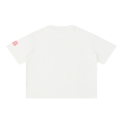 White Let's Hear It for the Boys football tee by Bleacher Babe, back view
