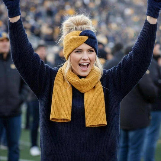 Blue & Maize Twist Knit Headband, Michigan Inspired