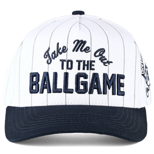 TAKE ME OUT TO THE BALL GAME Letter Cap - front view | Bleacher Babe