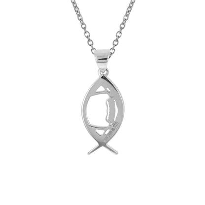 Ichthys Christian Fish Football Necklace (Youth)