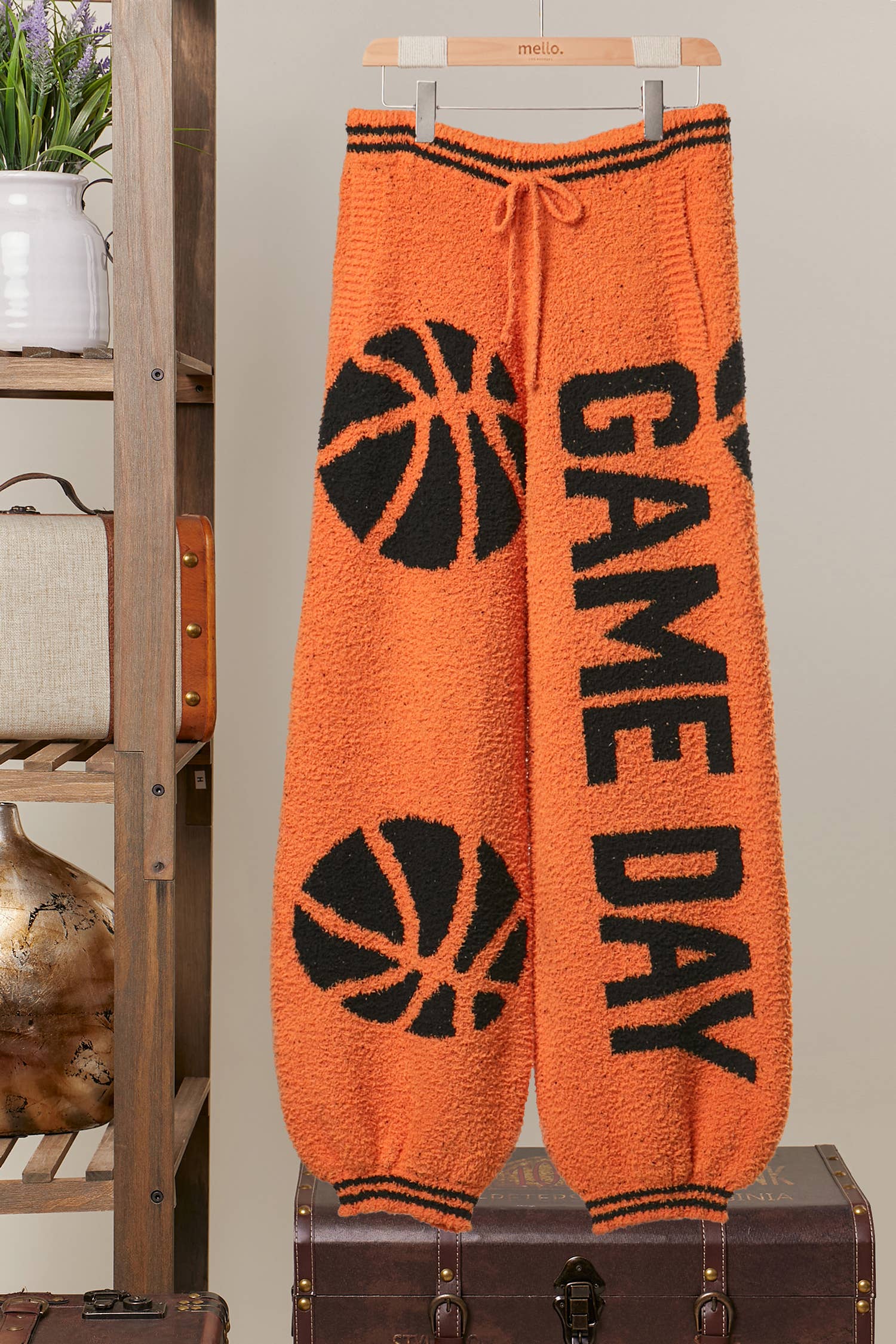 Game Day Basketball Cozy Knit Pants - front view | Bleacher Babe