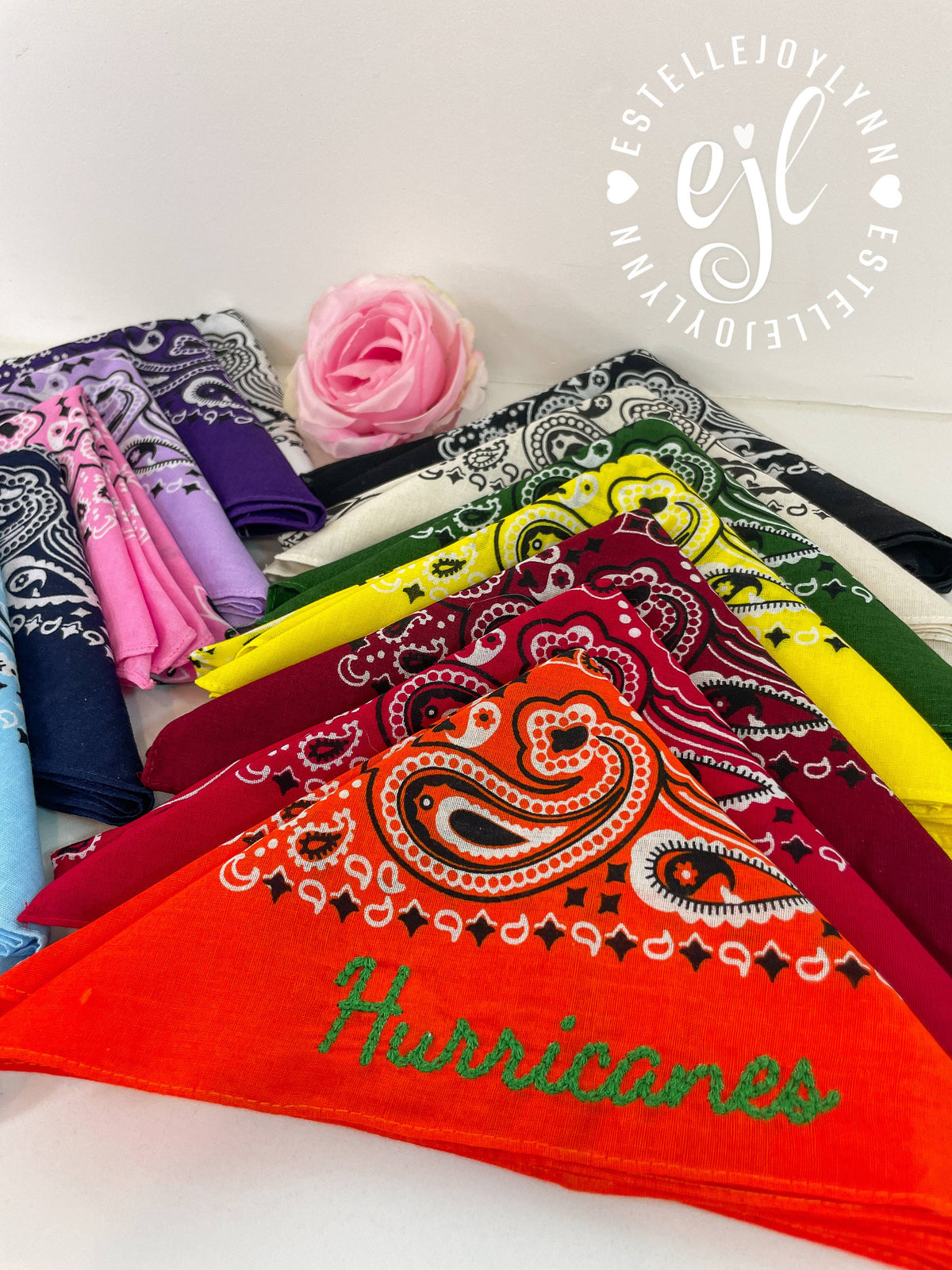 Bandana Bows Barrette CUSTOM Embroidered School Spirit