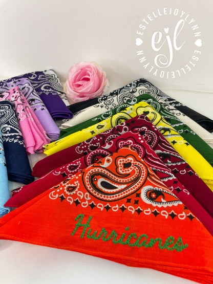 Bandana Bows Barrette CUSTOM Embroidered School Spirit