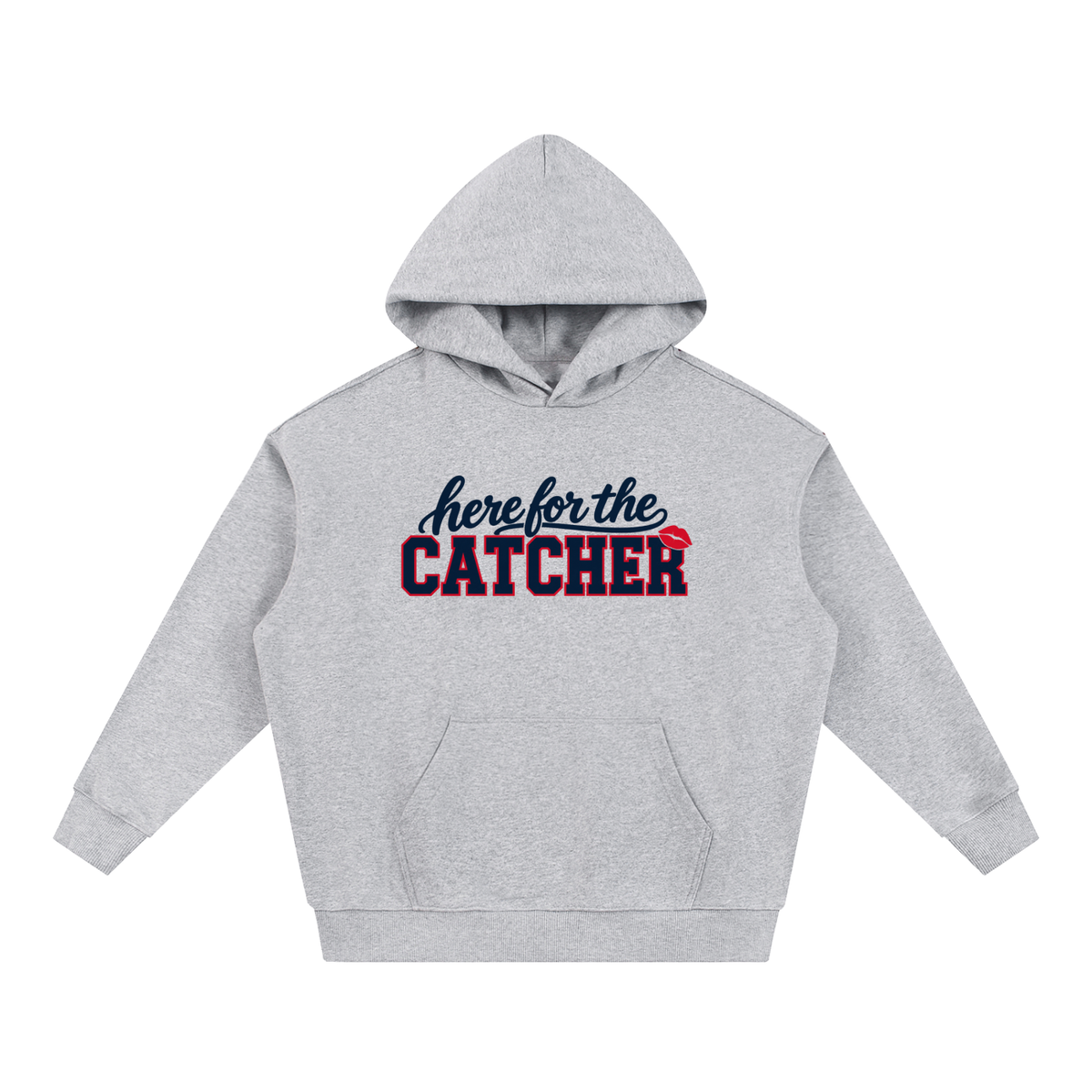 Here for the Catcher unisex hoodie in flower gray, Philly baseball game day sweatshirt by Bleacher Babe