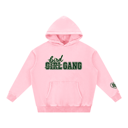 Bird Gang oversized hoodie in pink, Philly football sweatshirt, front