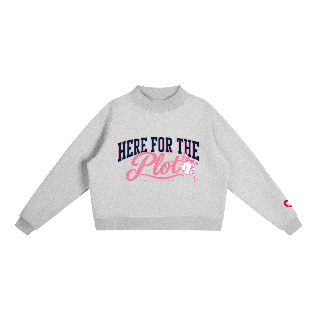 Here for the Plot Women's Oversized Baseball Sweatshirt, Mock Neck Fleece Game Day Pullover | Bleacher Babe