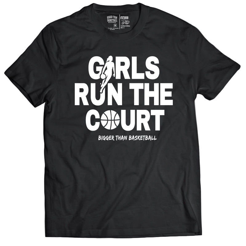 Girls Run The Court -- Basketball Tee | Black