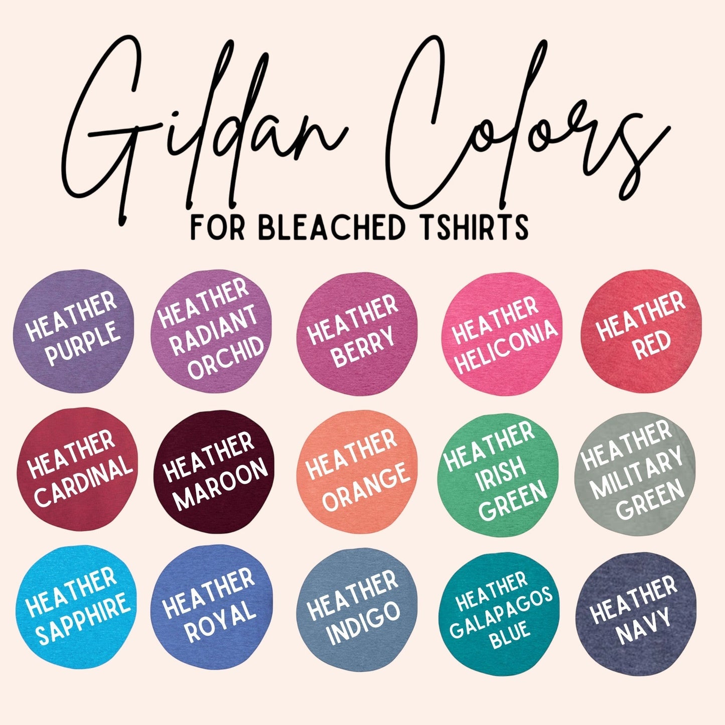 Bleacher Babe Baseball Drip classic graphic tee color options for bleached tshirts. Swatches include purple, orchid, berry, heliconia, red, cardinal, maroon, orange, irish green, military green, sapphire, royal, indigo, galapagos blue, and navy.