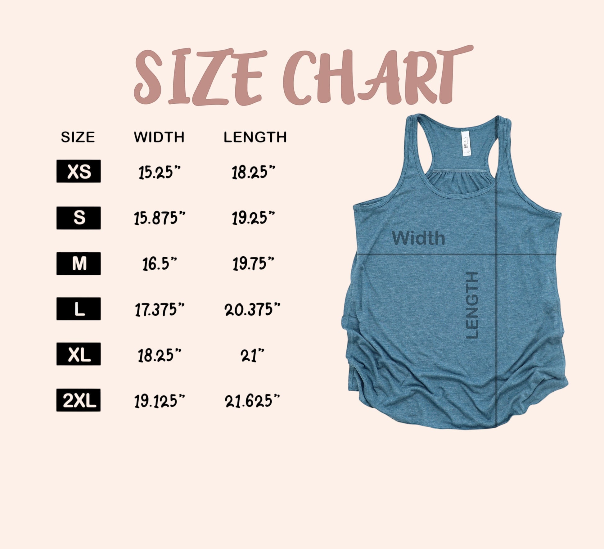 Bleacher Babe blue heathered baseball tank top with size chart. Lightweight and breathable for summer.