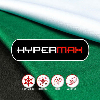 Bleacher Babe Seamhead HyperMAX short sleeve baseball hoodie fabric with 6-way stretch, breathable, wicking, and buttery-soft features.