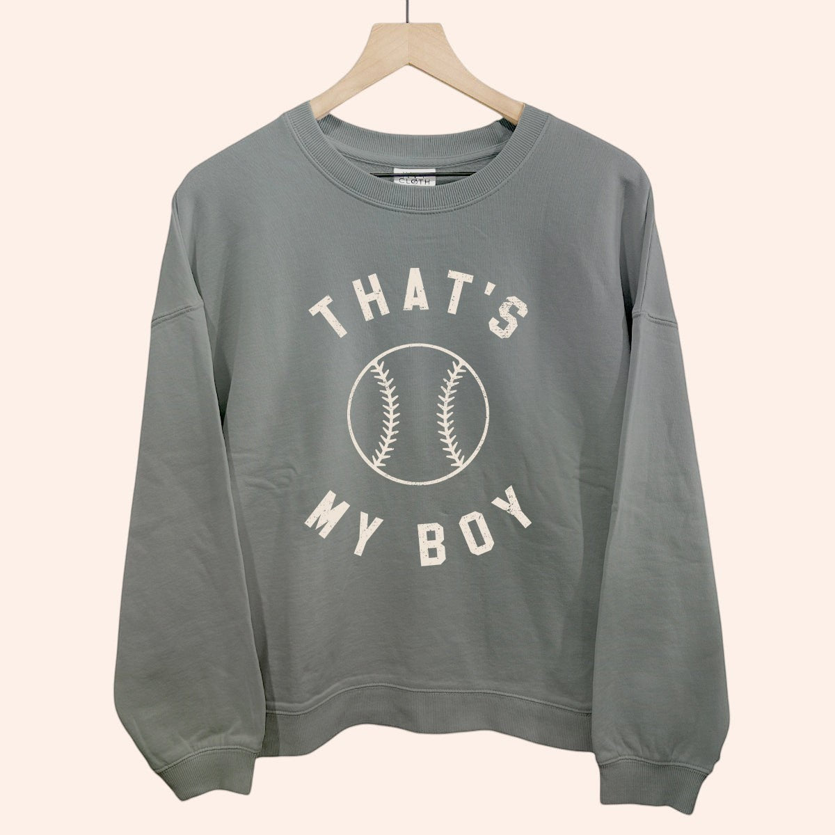 Bleacher Babe grey "That's My Boy" baseball graphic sweatshirt