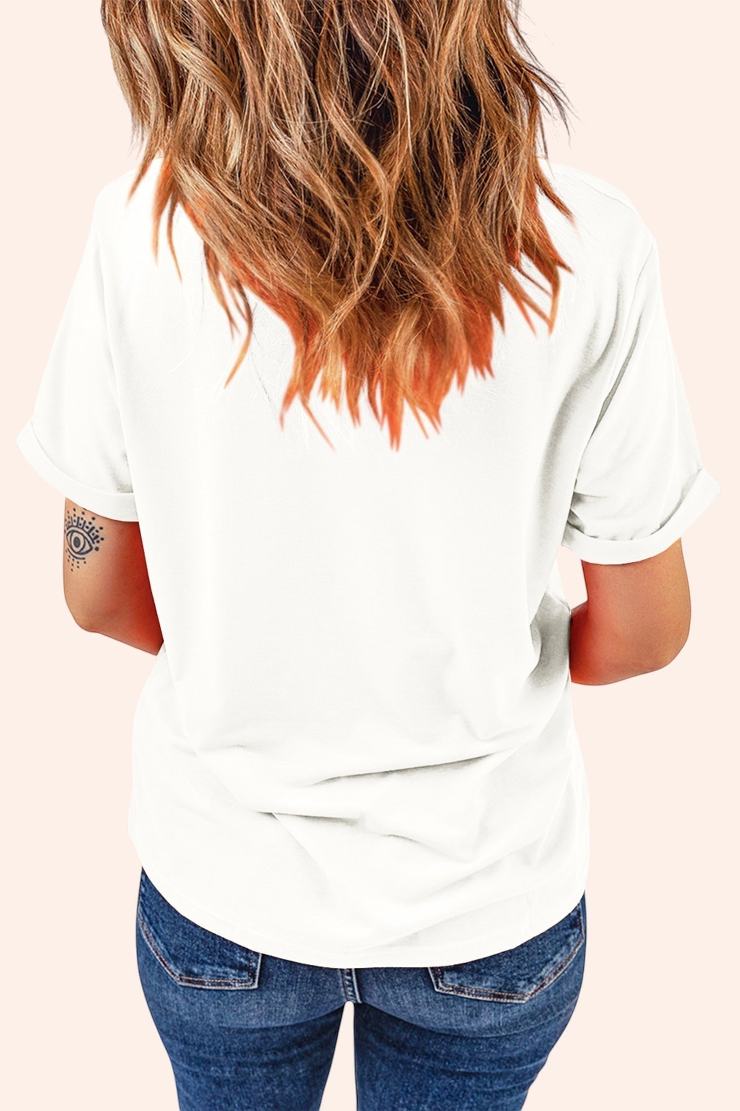 Bleacher Babe white cotton t-shirt with playful baseball graphic print and rolled sleeves. Casual style.