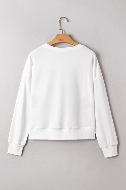 Classy Until Kickoff -- Plush Letter Patch Loose Sweatshirt in Black