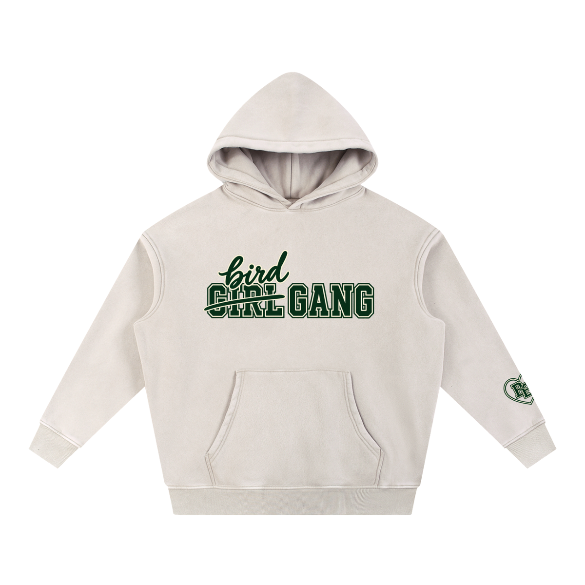 Bird Gang oversized hoodie in mild apricot, Philly football sweatshirt, front