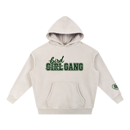 Bird Gang oversized hoodie in mild apricot, Philly football sweatshirt, front