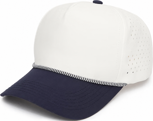 Blank Laser Cut Golf Rope Cap - Navy/Beige
