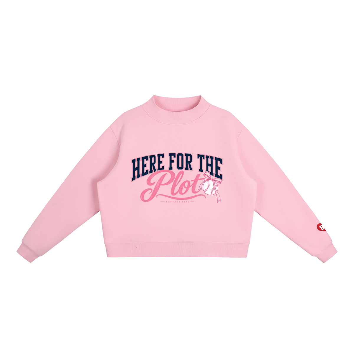 Here for the Plot Women's Oversized Baseball Sweatshirt, Mock Neck Fleece Game Day Pullover | Bleacher Babe