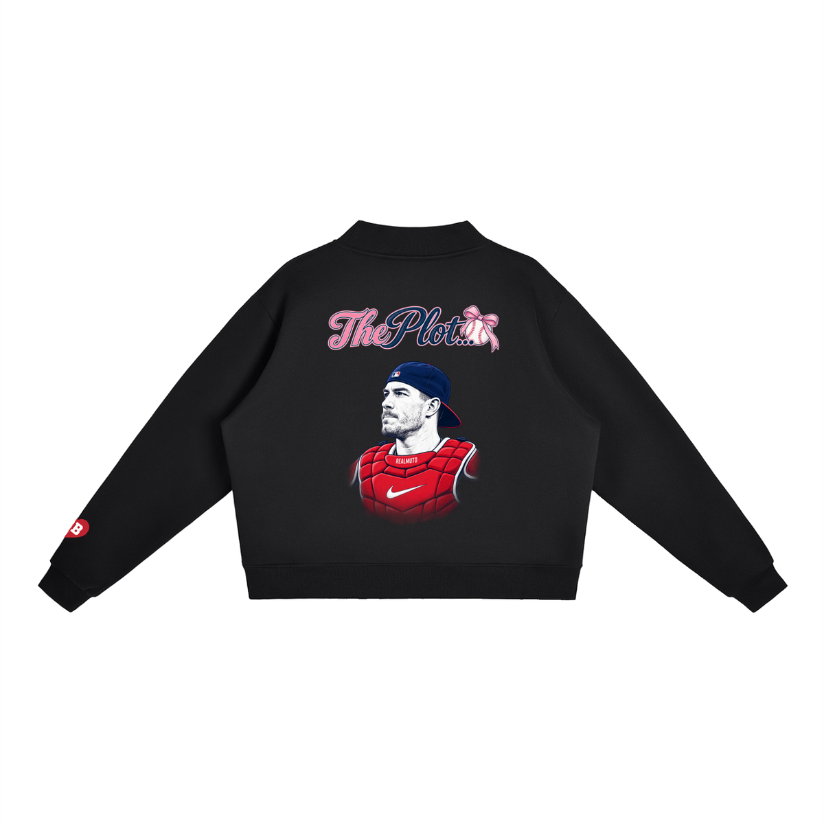 Here for the Plot Women's Oversized Baseball Sweatshirt, Mock Neck Fleece Game Day Pullover | Bleacher Babe