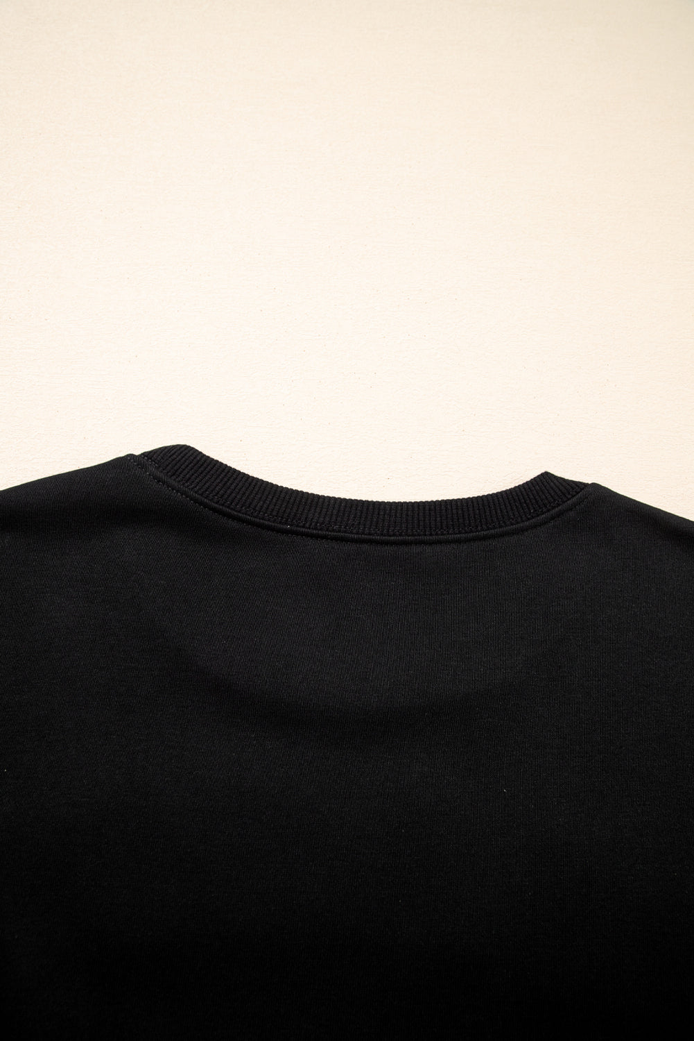 Classy Until Kickoff -- Plush Letter Patch Loose Sweatshirt in Black