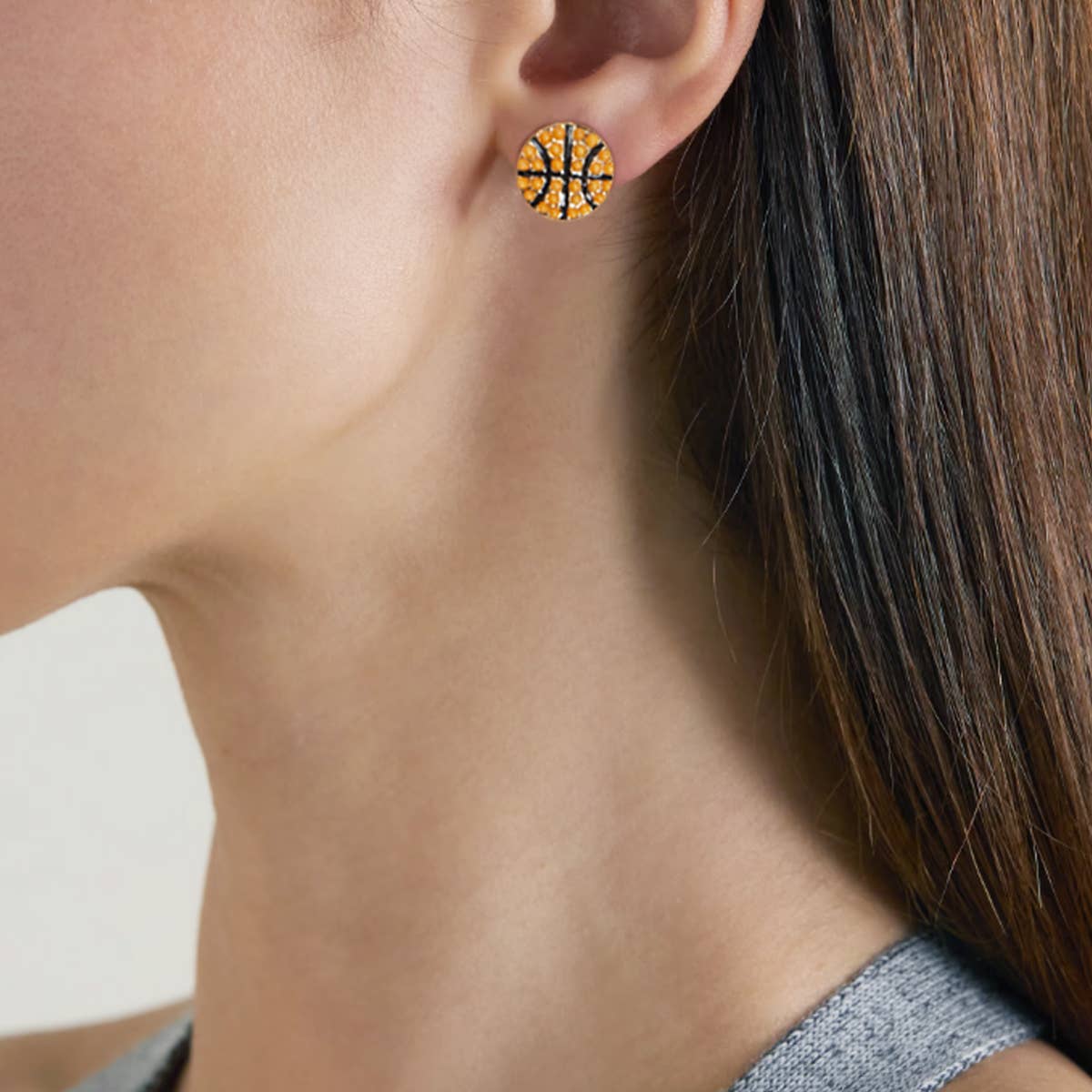 Sports Stud Earrings for Women - Basketball Assorted Set - back view | Bleacher Babe