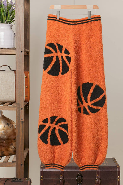 Game Day Basketball Cozy Knit Pants - back view | Bleacher Babe
