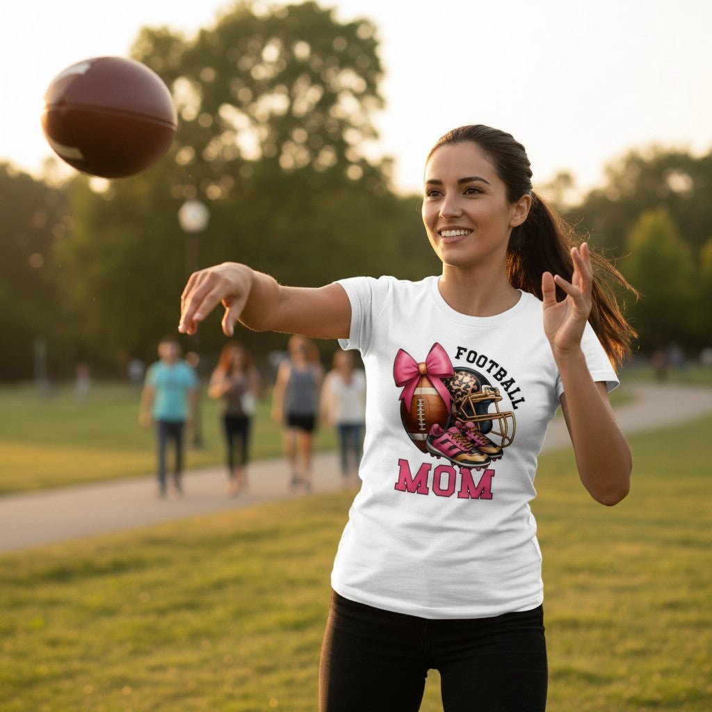 Football Mom Graphic T-Shirt -- 100% Cotton Premium Tee