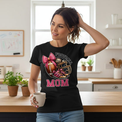 Football Mom Graphic T-Shirt -- 100% Cotton Premium Tee