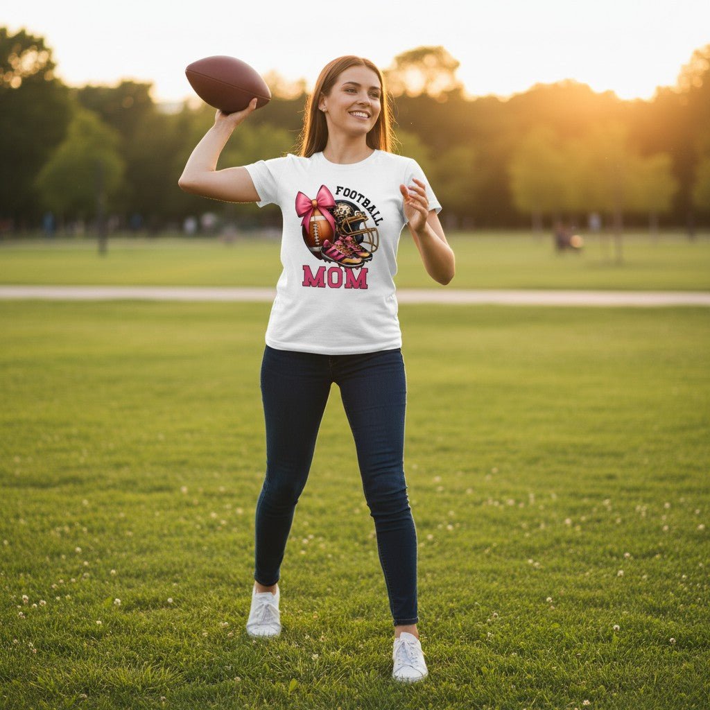 Football Mom Graphic T-Shirt -- 100% Cotton Premium Tee