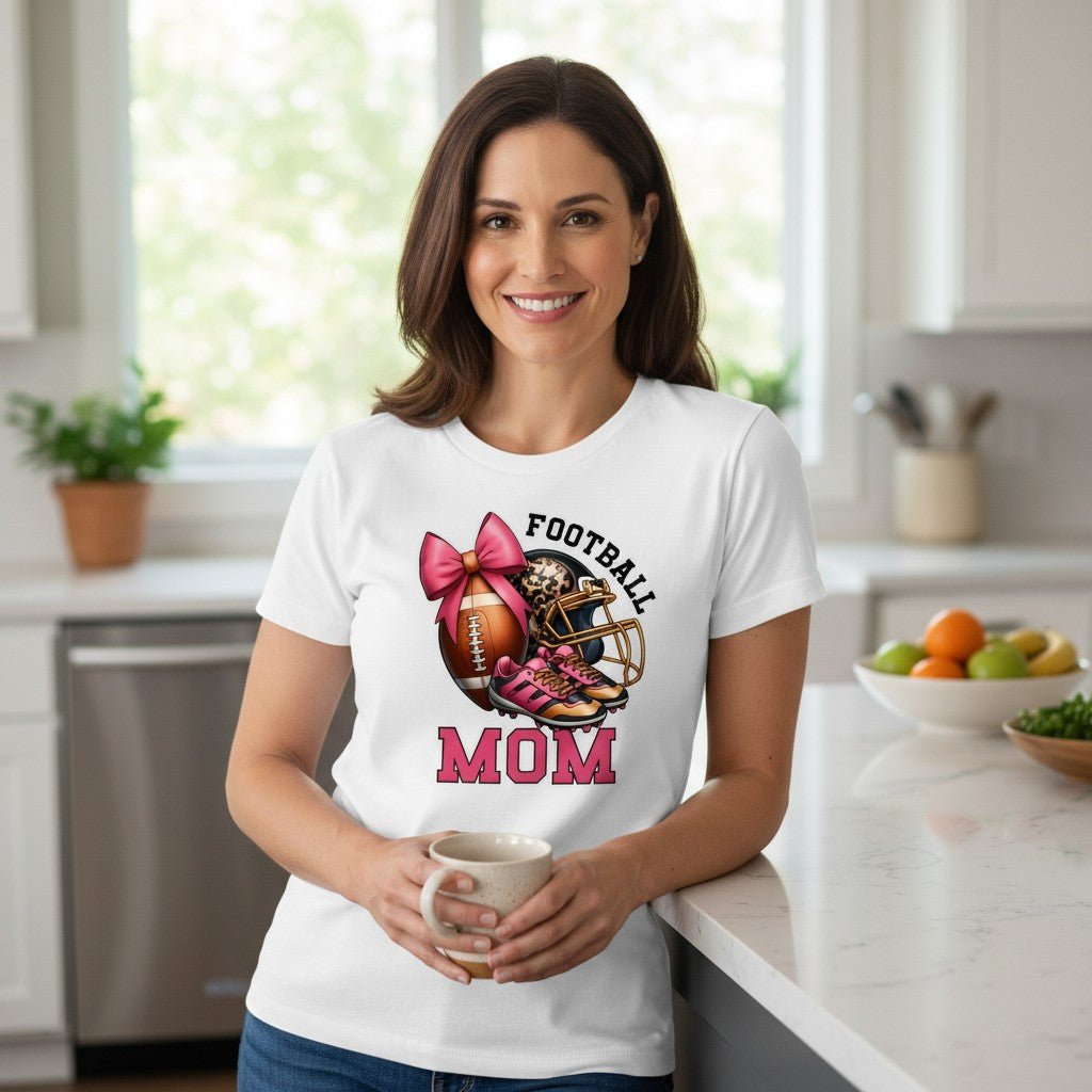 Football Mom Graphic T-Shirt -- 100% Cotton Premium Tee