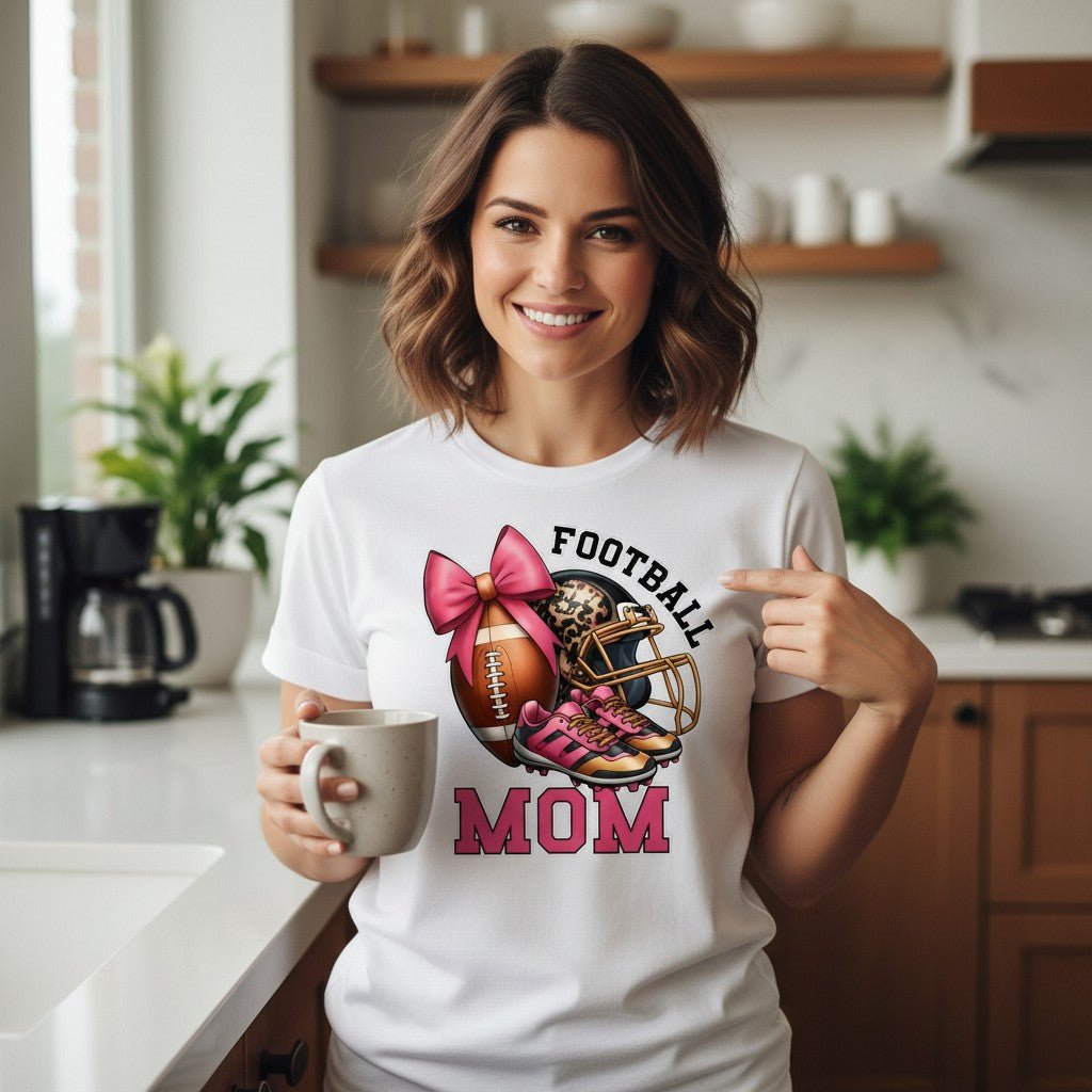 Football Mom Graphic T-Shirt -- 100% Cotton Premium Tee