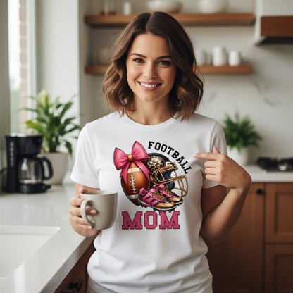 Football Mom Graphic T-Shirt -- 100% Cotton Premium Tee