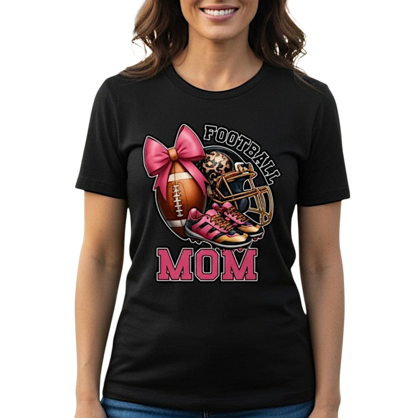 Football Mom Graphic T-Shirt -- 100% Cotton Premium Tee